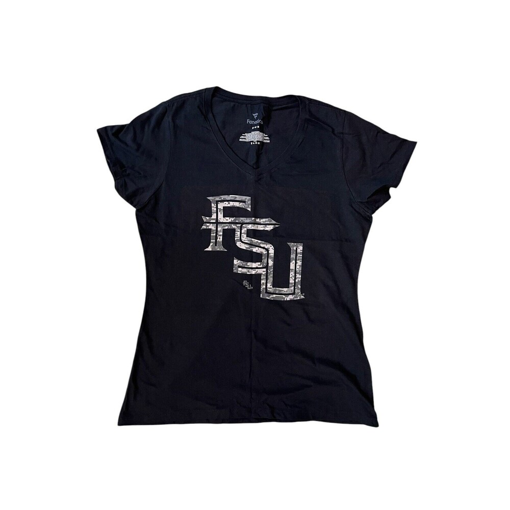 Florida State Seminoles T Shirt Womens Size M Black V Neck Short Sleeve Fanatics